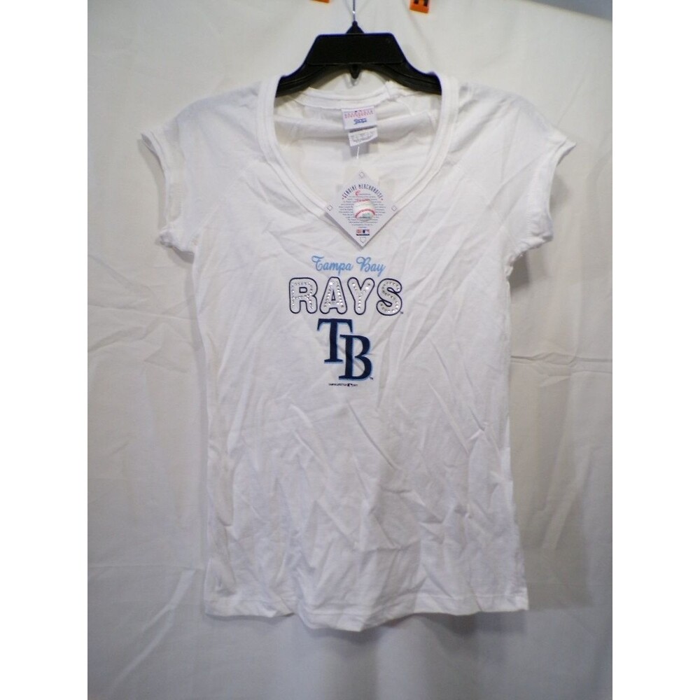 Campus Lifestyle Women's Tampa Bay Rays V-Neck T-Shirt Size S Rhinestone